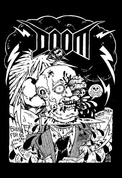 Doom- Blood For Oil on a black LONG SLEEVE shirt