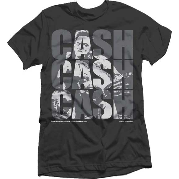 Johnny Cash Triple Logo With Finger on a black ringspun cotton shirt Sale price
