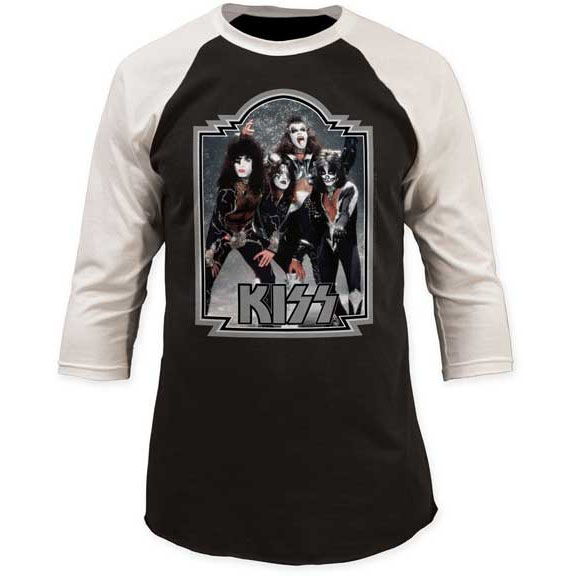 Kiss- Band Pic on a black & white 3/4 sleeve shirt (Sale price!)
