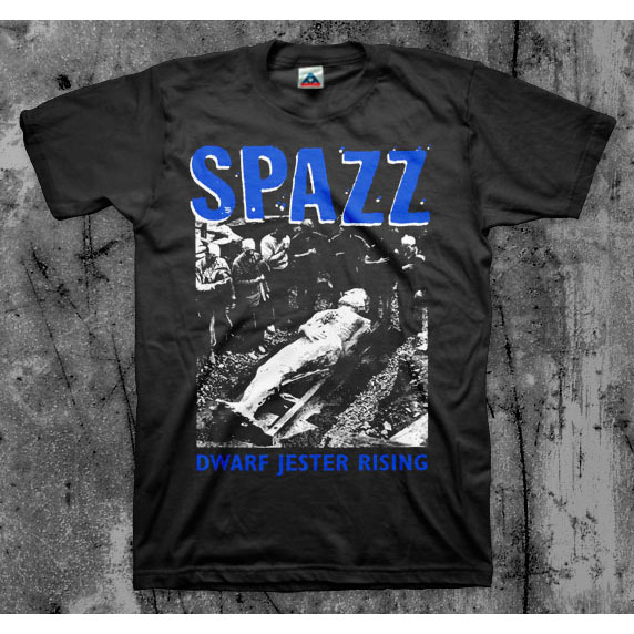 Spazz- Dwarf Jester Rising on a black shirt