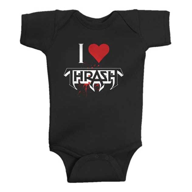 I Love Thrash (Testament) on a black onesie