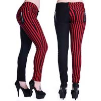Red & Black Striped Split Skinny Jeans by Banned Apparel sz 30 only