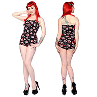 Sugar Kitty Swimsuit in Black & Red by Banned Clothing - SALE sz XS only