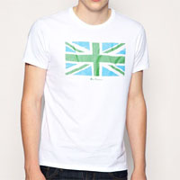 Union Jack On A Slim Fit Guys Shirt by Ben Sherman- WHITE (Sale price!)