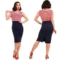 Sally Wiggle Dress By Steady Clothing - Navy/Red - SALE - XL only