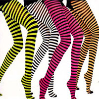 Striped Tights - Choose Black & Red or Black & White - Plus Size