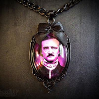 Edgar Allan Poe Purple Necklace with Black Frame by Horribell - SALE