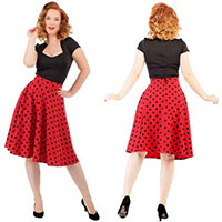 Red & Black Polka Dot Thrills High Waisted Skirt By Steady Clothing - SALE Size 4X Only