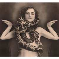 Vintage Side Show Snake Charmer - Fine Art Print by Annex