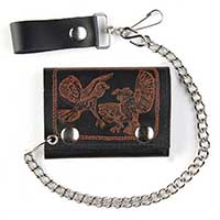 Fighting Cocks Black Leather Wallet (Comes With Chain)