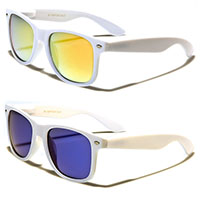 Sunglasses- WHITE WITH MIRRORED LENS (Various Colors!)