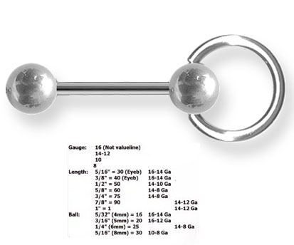 Surgical Grade Stainless Steel Barbell With Enslaved Steel Ring