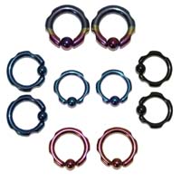 Color Plated Surgical Grade Stainless Steel Notched Captive Ring And Ball 