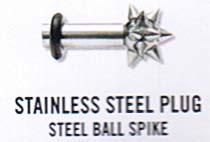 Surgical Grade Stainless Steel Plug With Steel Ball Spike
