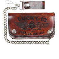 Iron Horse (Winged Spade) Antiqued 6 " wallet with chain by Lucky 13