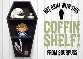 Black 3 Tier Coffin Shelf by Sourpuss