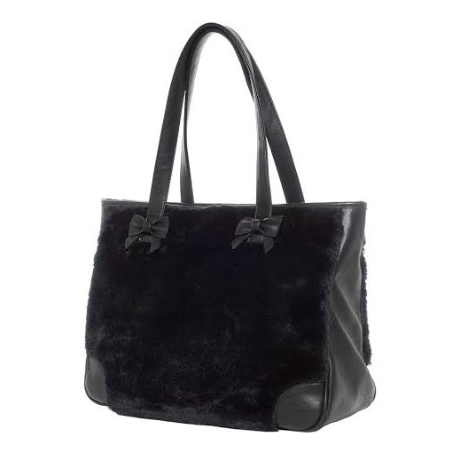 Fer Sure Black Faux Fur Tote Bag by Sourpuss