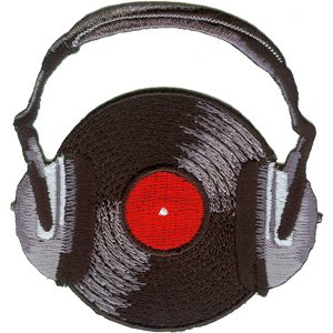 Record With Headphones embroidered patch (ep314)