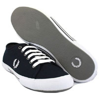 Tennis Style Low Top Plimsoll Canvas Sneaker in NAVY/WHITE by Fred Perry - SALE UK 7- US men's 8 / women's 10 only