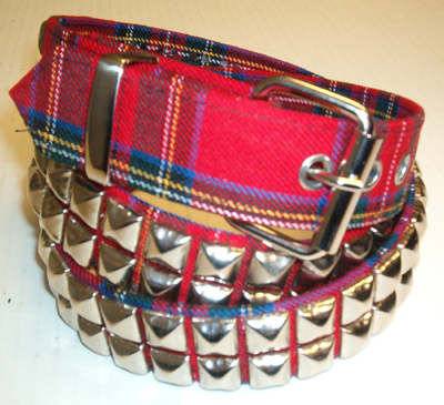 2 Row Pyramid Belt- Red Plaid (Non-Leather!) SALE sz S only