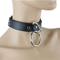 1 Ring Bondage Choker in Black Leather by Funk Plus