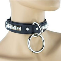 1 Ring Bondage Choker With 1 Row Pyramids by Funk Plus