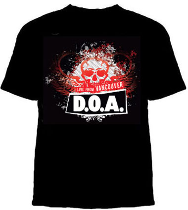 DOA- Live From Vancouver on a black YOUTH SIZE shirt (Sale price!)