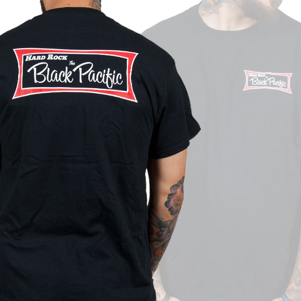 Black Pacific- Classic Surf Logo on front & back on a black shirt (Pennywise) (Sale price!)