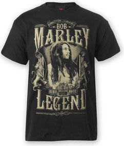 Bob Marley- Legend on a black shirt