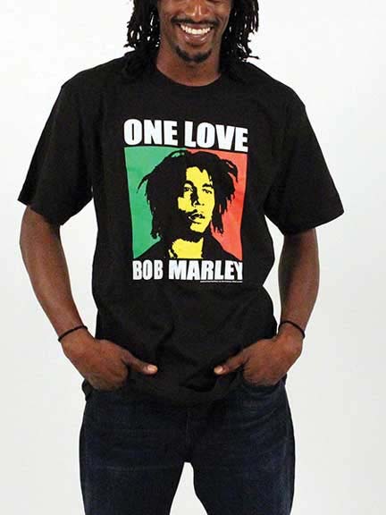 Bob Marley- One Love on a black shirt (Sale price!)