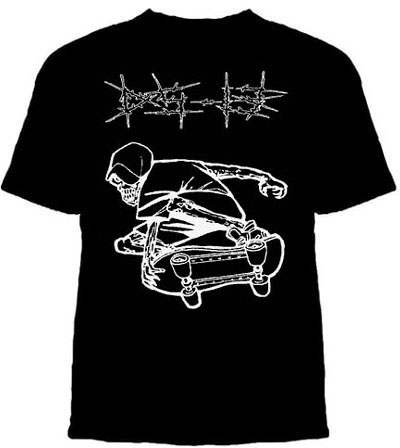 DS13- Skeleton Skater on a black shirt (Sale price!)