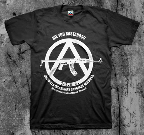 GISM- Die You Bastards on a black shirt