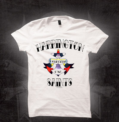 Harrington Saints- Anchor on a white girls fitted shirt (Sale price!)