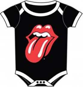 Rolling Stones- Tongue on a black one piece snap bottom baby shirt 
