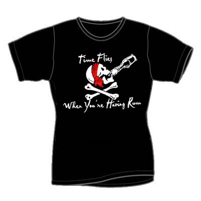 Pirate Shirt- Time Flies When You're Having Rum on a black girls fitted shirt (Sale price!)