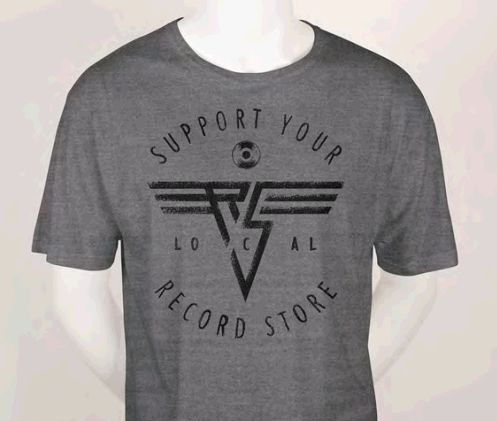 Support Your Local Record Store (Wings) on a grey ringspun cotton shirt (Record Store Day) (Sale price!)