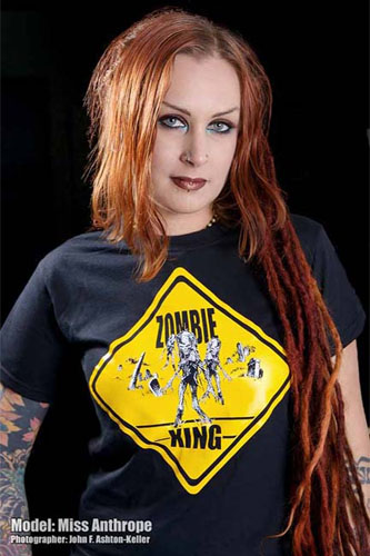 Zombie Crossing on a black girls fitted shirt (Sale price!)