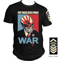 Five Finger Death Punch- War on front, Logo on sleeve on a black shirt (Sale price!)