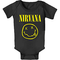 Nirvana- Smiley Face on a black onesie