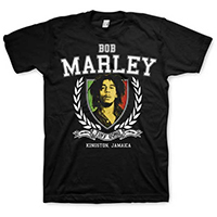Bob Marley- Kingston, Jamaica (Crest) on a black shirt (Sale price!)